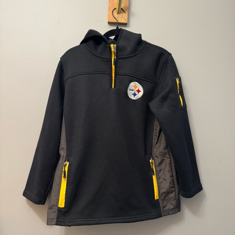 Steelers Pullover Kids XL (18-20) 3/4 Zip Up Pittsburgh NFL Team Apparel Youth